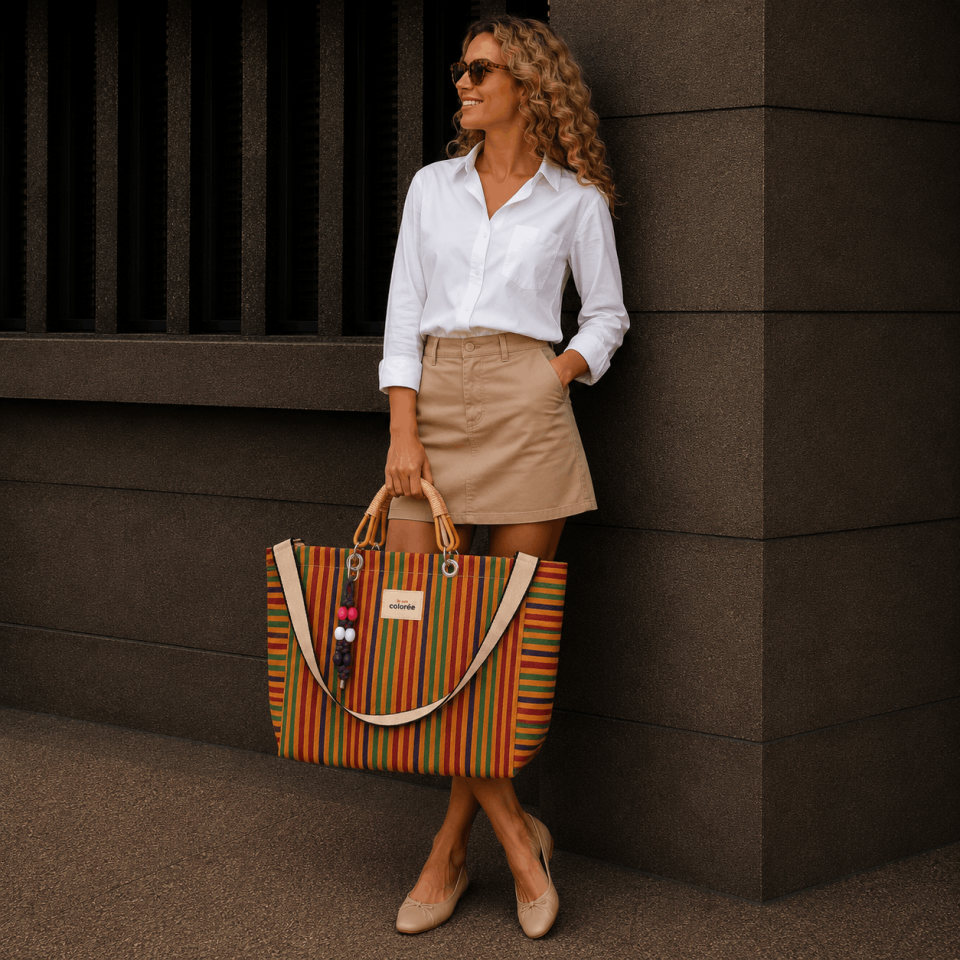 Cabas / Safran / Natural Bambou Tresse