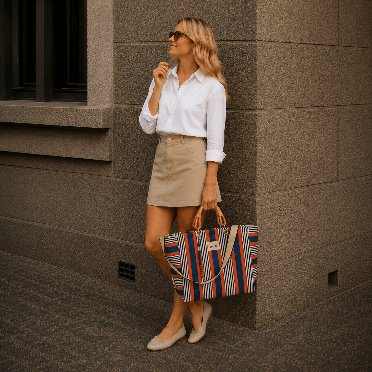 Cabas / Corail / Natural Bambou Tresse