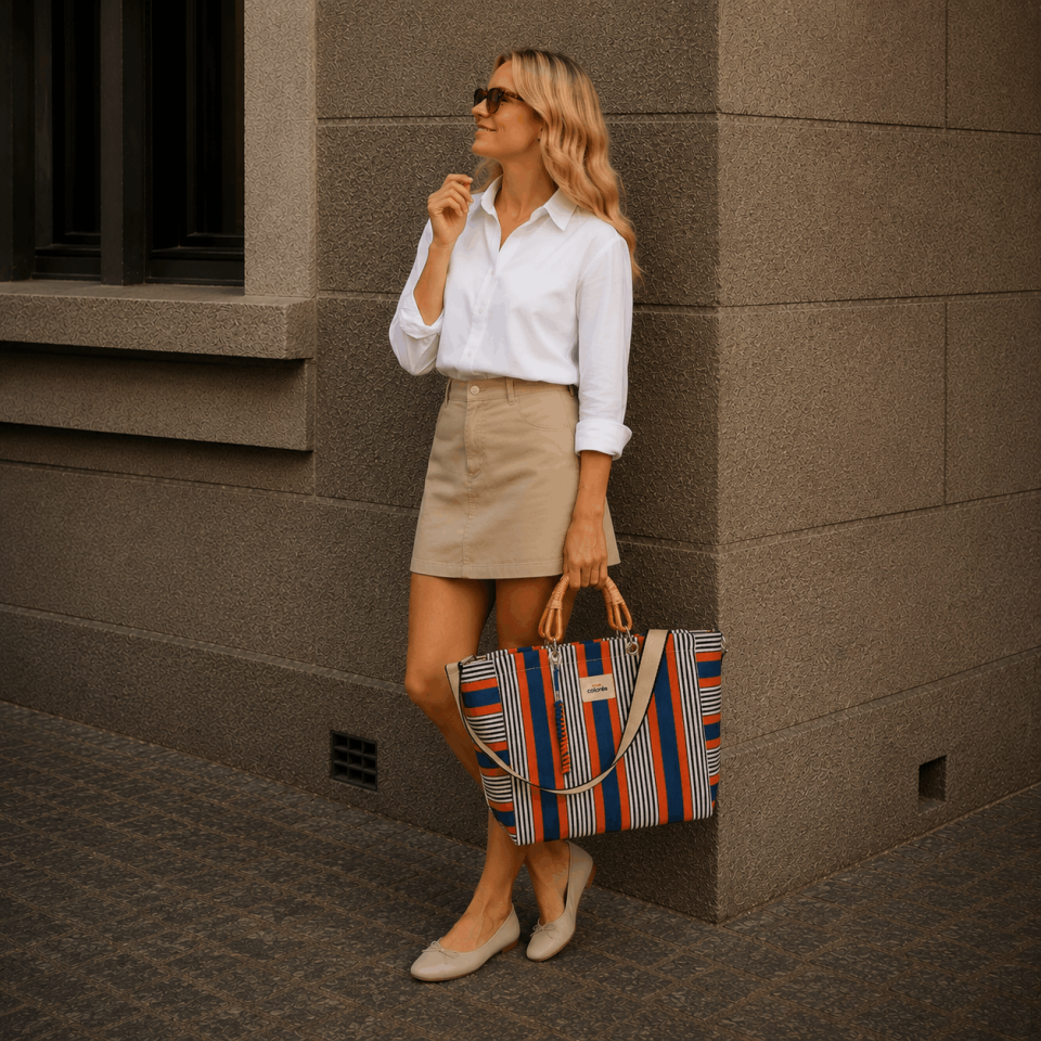 Cabas / Corail / Natural Bambou Tresse