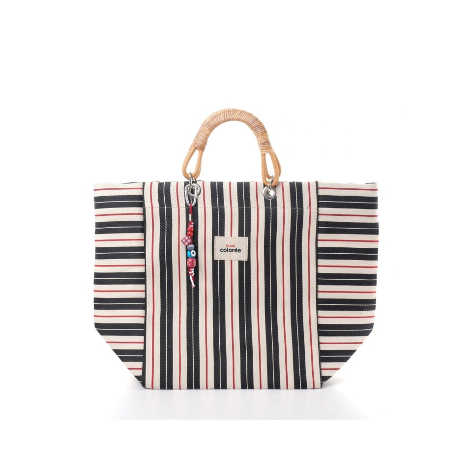 Cabas-X / Encre / Natural Bambou Tresse