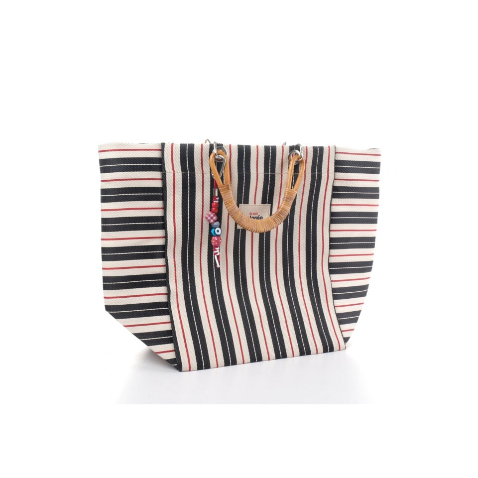 Cabas-X / Encre / Natural Bambou Tresse