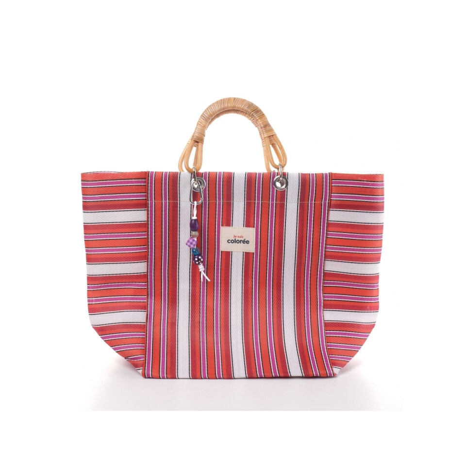 Cabas-X / Cerise / Natural Bambou Tresse