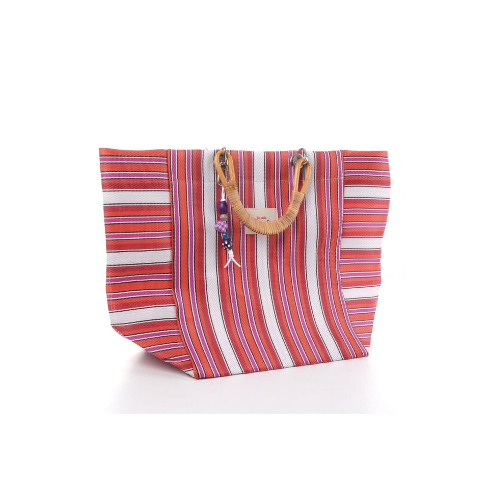 Cabas-X / Cerise / Natural Bambou Tresse