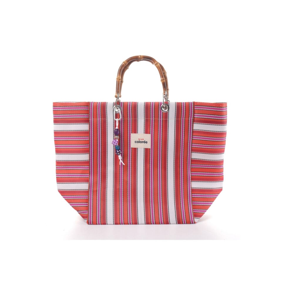 Cabas-X / Cerise / Natural Bambou